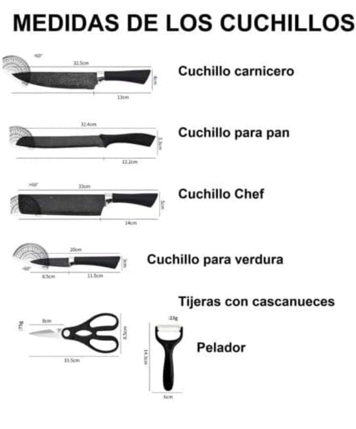 Juego de Cuchillos de 6 PiezasNegro