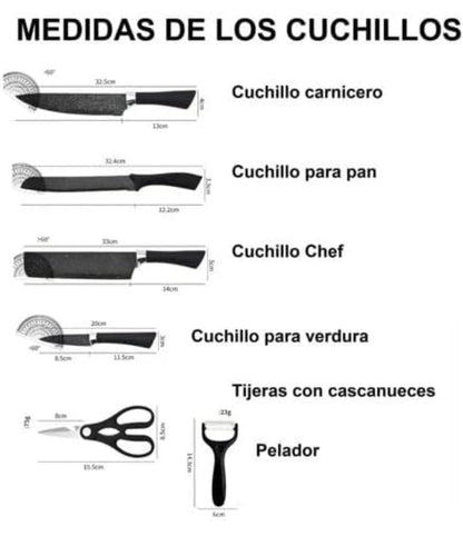 Juego de Cuchillos de 6 PiezasNegro